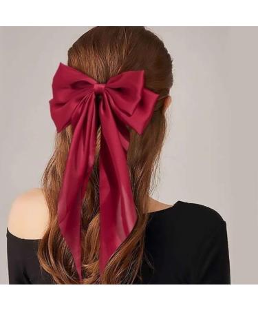 Elegant Satin Hair Bows Clips for Women - Chic Large Bow Barrette Slides with Long Tail - Ideal Hair Accessories for Girls Metal Clips for Secure Hold Perfect for Daily Outfits  - Buy Online on GoSupps.com