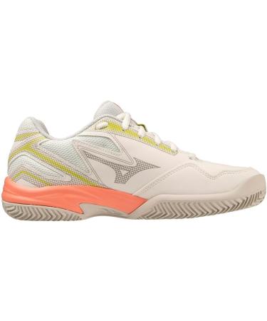 Mizuno Women's Break Shot 4 CC Tennis Shoes - 40.5 EU - Snow White Neon Fluo Gray - International Shipping Available - Buy Online on GoSupps.com