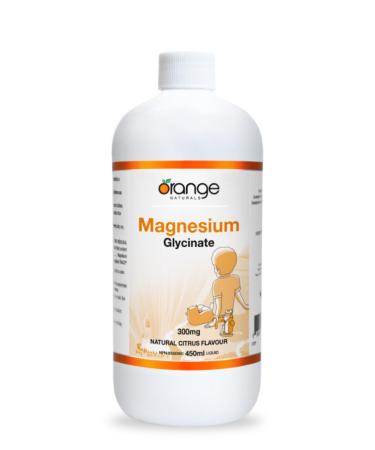 Orange Naturals - Magnesium Glycinate Liquid - 450ml - High-Potency Magnesium Bisglycinate Chelate Supplement for Men & Women - Promotes Relaxation & Calmness 450 ml (Pack of 1) 300 mg