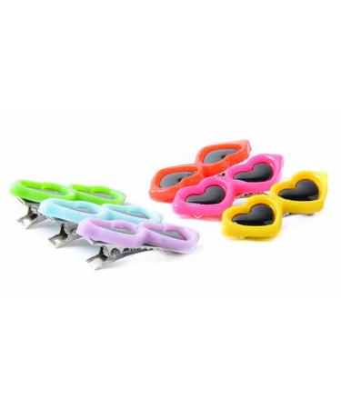 12 Pcs Pet Hair Clips Heart Sunglass Shaped Alligator Hair Clips Hair Barrettes Hair Accessories for Small Dog Cat Puppy (Color Random) - Buy Online on GoSupps.com