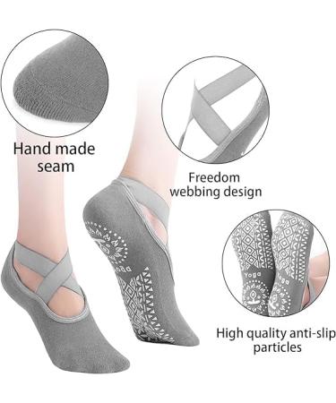 Aivoro Yoga Socks - 3 Pairs Anti-Slip Pilates & Fitness Socks for Women (35-42) - Ideal for Yoga Dance & Workouts - Black Gray & Pink Options - Buy Online on GoSupps.com