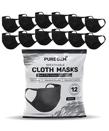 [Set of 12] Cloth Face Masks Washable, Reusable Mask Facial Cover with Earloops For Home, Office, School, and Outdoors