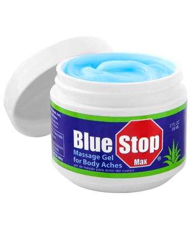 Blue Stop Max Muscle & Joint Relief Gel: Fast-Acting Sore Muscle Back & Neck Relief Cream Numbing Emu Oil Formula for Ankle Leg Cramps Tennis Elbow - 2 Oz Jar