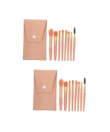 minkissy 2 Sets Travel Makeup Cosmetics Supply Women Makeup Supplies Lip Brush Girl Makeup Brush Professional Makeup Brush Powder Applicator Mini Aluminum Tube Miss Handle Brush