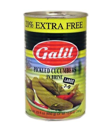 Galil Pickled Cucumbers in Brine, (Large 7-9) + 20% Extra, 23 Fl Oz (Pack of 12)