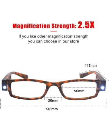 Buy LED Reading Glasses with Lights - +250 Magnifier Eyeglasses for Clear Vision | International Shipping Available - Buy Online on GoSupps.com