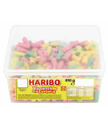Haribo Rhubarb and Custard Sweets Tub - 810g Fruit Flavoured Soft Candy
