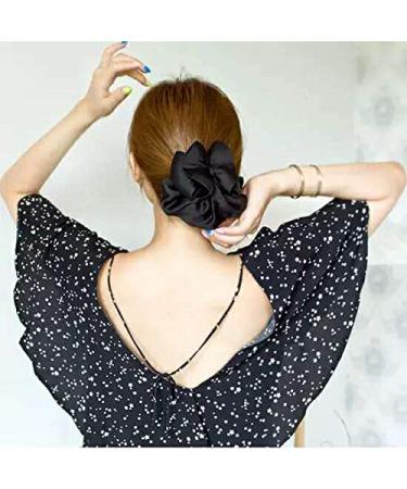 Black 3D Bow Hair Clip Bun Cover with Barrettes - Professional Women's Hairnet Snood - Buy Online on GoSupps.com