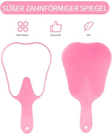 Faruijie Colorful Plastic Dental Hand Mirror - Cute Teeth Shaped Small Face & Light Makeup Mirror for Kids Women & Clinics - Pink - Buy Online on GoSupps.com