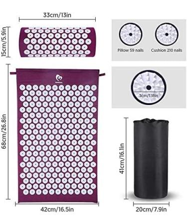 Bellababy Acupressure Mat & Pillow Set - Massage & Pain Relief Mattress for Stress Reduction - Light Purple with Carrying Bag - Buy Online on GoSupps.com