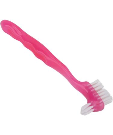 Denture Toothbrush - Double Sided Soft Bristles for Gentle Plaque and Dirt Removal - Ergonomic and Portable Design - Pink - Buy Online on GoSupps.com