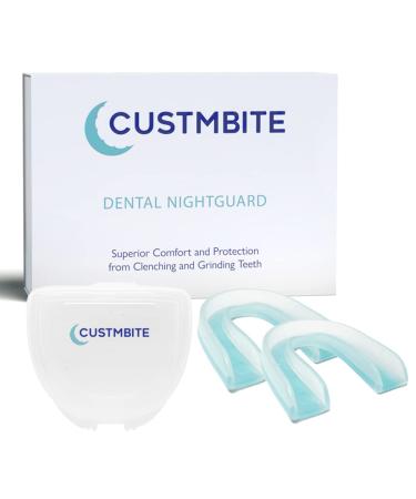 CUSTMBITE Premium Hard Surface Night Guards for Teeth Grinding 2 Pack with Mouth Guard Case USA Made Mouth Guard for Clenching Teeth at Night Bruxism NightGuard - Customizable Fit Dental Guard