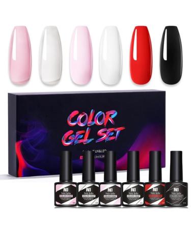 6Pcs Gel Nail Polish Set Gel Polish Glitter Kit for Manicure Nail Design Art Semi Permanent Varnish Hybrid Base Top Coat - (Color: MJ-6897)