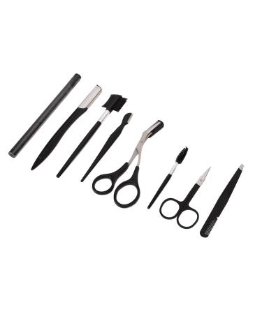 Omabeta Eyebrow Grooming Kit Safe to Use 8 Piece Black Eyebrow Grooming Kit with Storage Bag for Travel