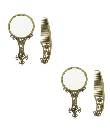 FRCOLOR 2 Sets Beauty Mirror Comb Set Cosmetic Comb Pocket Comb Women's Purse Purse Small Comb Travel Mirror Vintage Hand Mirror Cosmetic Makeup Mirror Miss Travel Kit