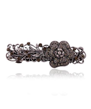 IPINK Gray Tone Metal French Clip Flower Design Hair Clip Barrette