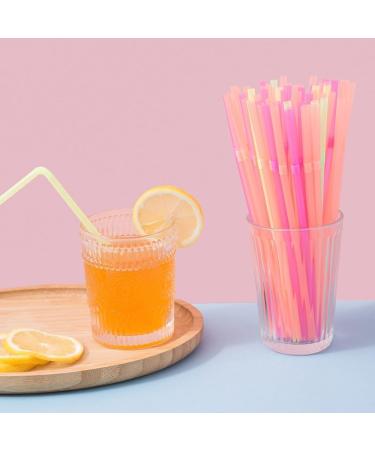 FOREVERIE 100 PCS Regular Plastic Flexible Bendy Straws Disposable for Drinking 0.24 Inch/6mm Diameter 8.27 Inches/21cm Length Soft Semi Clear Multi Light Colors Mix - Buy Online on GoSupps.com
