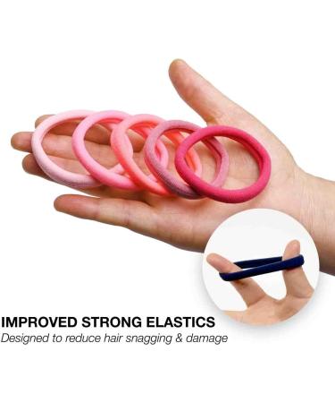 Basic Sense Regular Hair Ties - Premium Cotton Mixed Seamless Elastics Soft & Strong Hold Metal-Free for Daily Comfort Regular Pink M Pink - Buy Online on GoSupps.com