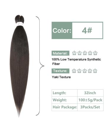 Easy Braid Anti-Stretched Braids Extensions - 32 Inch Synthetic Hair for Braiding (3 Packs Color 4#) - Premium Quality Hair Extensions for Stunning Braids - Buy Online on GoSupps.com