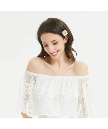 12pcs Women's Multi-colored Daisy Hair Clips - White Sunflower Hairpins for Bridesmaid, Wedding, Photography - Buy Online on GoSupps.com
