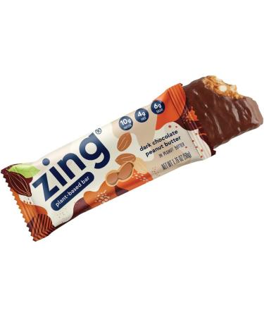 Zing Dark Chocolate Peanut Butter Vegan Protein Bars - Gluten Free High Protein & Fiber Dairy Free Low Sugar - 6 Count - Buy Online on GoSupps.com