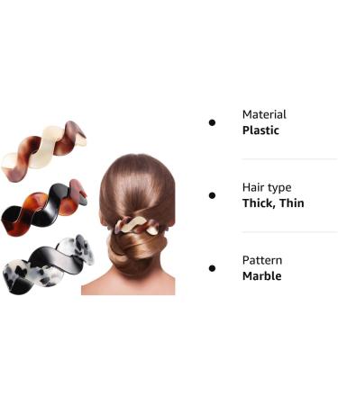 3-Piece Acrylic Hair Clips Set for Women - Retro Barrettes for Thick Hair - Buy Online on GoSupps.com