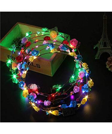Pengcheng flower stirring 7 pieces flower crown garland headdress floral stirring for women and girls hair accessories birthday wedding festival party