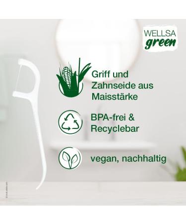 Buy Wellsamed Wellsagreen 50 Organic Floss Picks - Sustainable Dental Floss Sticks Made of PLA for Eco-Friendly Oral Care - Buy Online on GoSupps.com