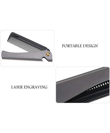 Beard Comb Folding Pocket Moustache Shaping Comb Stainless Steel Round Comb Teeth Beard Comb(Black acetate + stainless steel plating) - Buy Online on GoSupps.com
