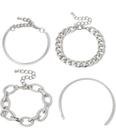 BUAJIUBUA Silver Bangles Bracelets Set for Women, Girls & Teens - Stylish Costume Hand Wrist Jewelry - Buy Online on GoSupps.com