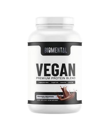 Biomental Vegan Chocolate Protein Powder - Plant-Based -Easy Absorption - Delicious Chocolate - Muscle Building Ideal Healthy Vegan Lifestyle - Non-GMO Gluten-Free Protein Supplement