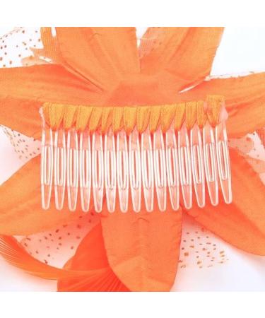 Arranview Jewellery Orange flower fascinator comb with feather tendrils Orange One Size - Buy Online on GoSupps.com