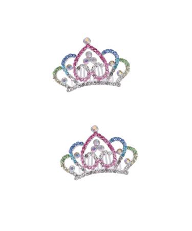 FRCOLOR Set of 2 Crystal Headpieces for Children Wedding Crown Wedding Headpiece Rhinestone Headwear for Women Mini Crowns Combs for Children Royal Party Mini Comb Hair Girls Edition Card