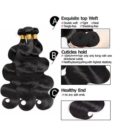 Clarolair Brazilian Body Wave Hair Bundles - 16 18 20 Inch Natural Black Extensions | Premium Human Hair - Buy Online on GoSupps.com