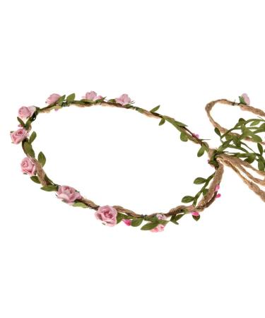 Merroyal Pink Flower Girls Boho Flower Crown Headband for Wedding & Parties - Buy Online on GoSupps.com