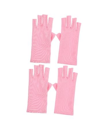 FRCOLOR 2 Pairs Nail Gloves Pink Nail Polish Gel Nail Art Salon Gloves Fingerless Driving Gloves Nail Art Uv Gloves Fingerless Gloves Nail Uv Gloves Spandex Apparel