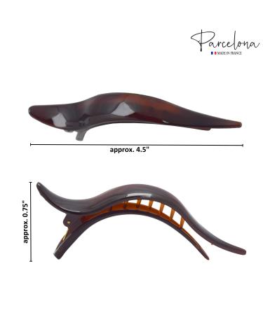 Parcelona French Brill Beak Large Black Tortoise Shell Brown Hair Clip Set - 2 pack - Buy Online on GoSupps.com