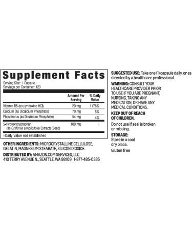 Amazon Basics 5-HTP Capsules 100 mg 120 Count - Buy Online on GoSupps.com