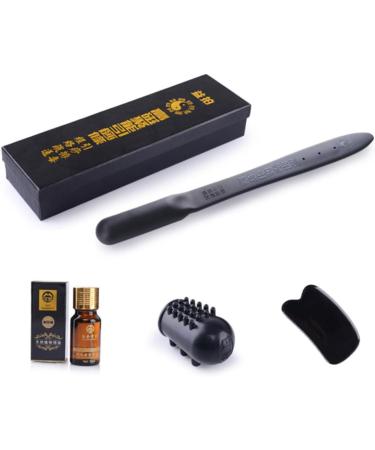 3 STK Circulatory Blood Circulation Massage Devices - Neck & Leg Massage Tool with Long CISHA Strip - Black (36x3.5cm) - Buy Online on GoSupps.com