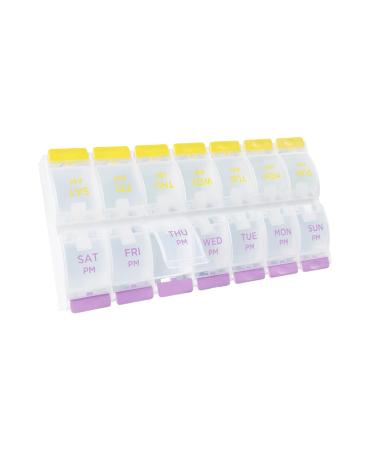 BYVOV AM PM Weekly Pill Organizer 2 Times a Day 7 Day Medicine Organizer Large Travel Pill Organizer Case for Pills Vitamin Supplements Medication