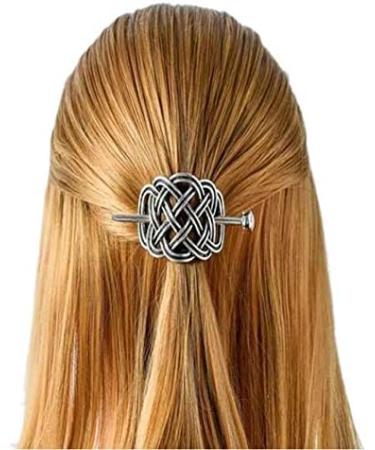 Gearmax 2 Pcs Celtic Hair Stick Silver Knot Hair Clip Vintage Metal Hair Slide Viking Jewelry Hair Clip for Women - Buy Online on GoSupps.com