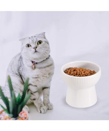 Ceramic Raised Cat Bowls - Stress-Free Design, Backflow Prevention, Microwave & Dishwasher Safe - White, Lead & Cadmium Free - Buy Online on GoSupps.com