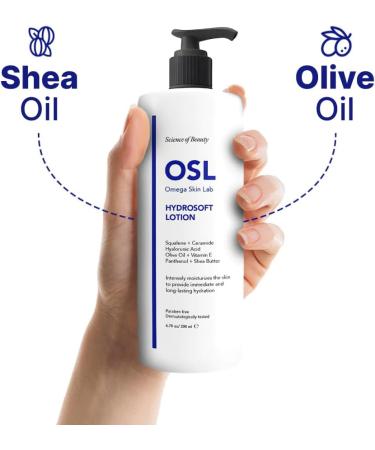 OSL Hydrosoft Lotion 200ML Nourishing Face Moisturiser Body Lotion and Face Lotion Enriched with Shea Butter Vitamin-E Olive Oil Hyaluronic Acid Ceramide Squalene - Buy Online on GoSupps.com