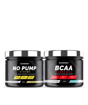 Superset Nutrition | Intensive Training Program - Bcaa Hardcore Tutti Frutti - No Pump Xtreme Pina Colada | Promotes muscle building and boosts training intensity in 6 weeks