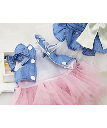 ZoonPark Puppy Dog Pet Clothes Pet Dog BOW Denim Dress Tutu Skirt Summer Clothes for Small Dog Cat Puppy (M Pink Skirt) - Buy Online on GoSupps.com