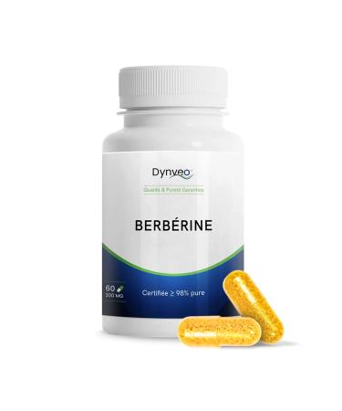 Berberine Pure concentrated 98% - Berberis Aristata extract - 60 capsules of 300 mg - Blood glucose & cholesterol regulated - High grade of Berberine Stabilized Hcl - No Additives & Vegan - Dynveo