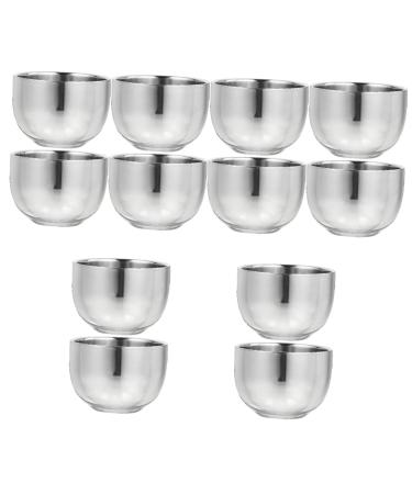 Minkissy 12 DISCH SHIAL SOURAGES SHOLE made of stainless steel shaving foam shell soap feast shell shave shaving cups made of metal father rustproof steel double layer 7.4x7.4cmx6pcs silverx6st