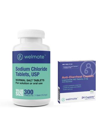 WELMATE Recovery Bundle Sodium Chloride Tablets 300ct Anti-Diarrheal Loperamide HCL 2mg