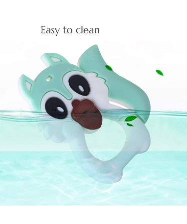 PREMYO Squirrel Teething Ring - BPA Free Silicone Baby Teether Cooling Teething Aid for Pain Relief - Soft Mint Color - Buy Online on GoSupps.com
