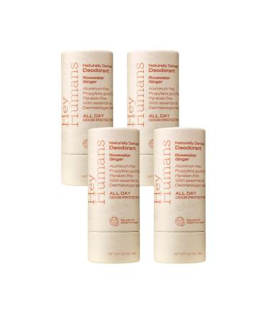 Hey Humans Natural Deodorant Rosewater Ginger - 2oz (Pack of 4) 2 Ounce (Pack of 4)